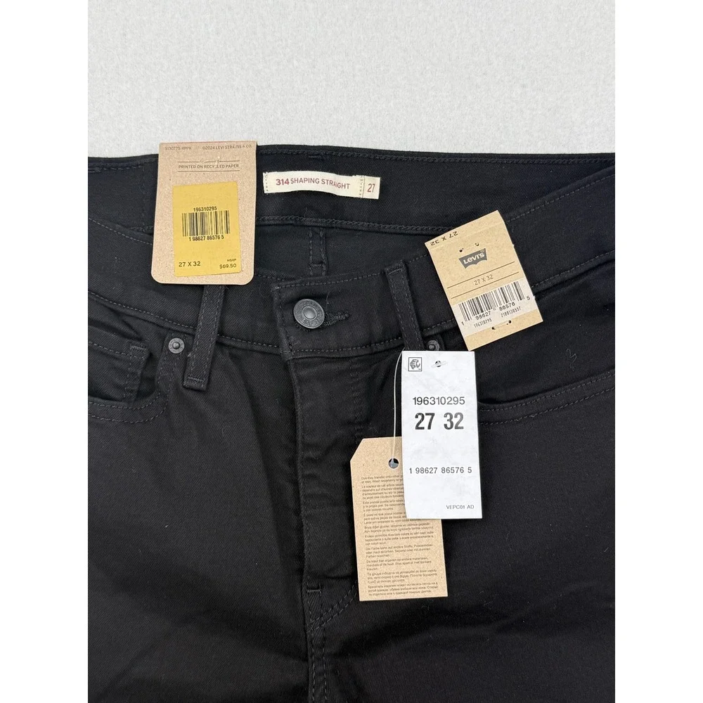 Levis 314 Shaping Straight Jeans Womens 27x32 Black Mid Rise Stellar Stretch